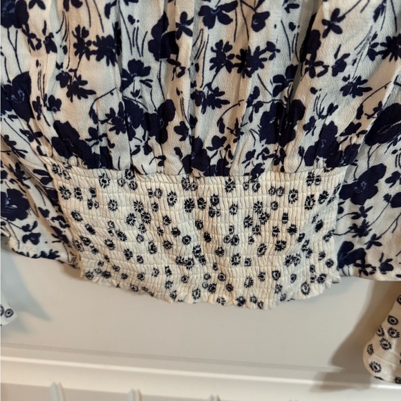 Free People Lady Bohemian Bell Sleeve Floral Crop Smocked Top - Picture 8 of 8